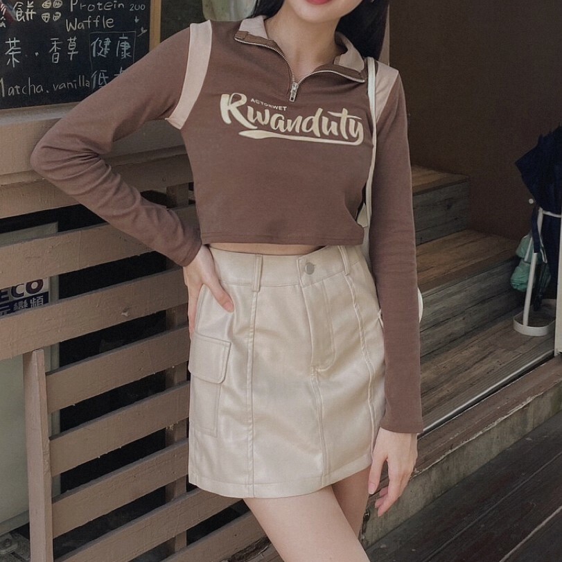 美式拉鍊翻領上衣/二色