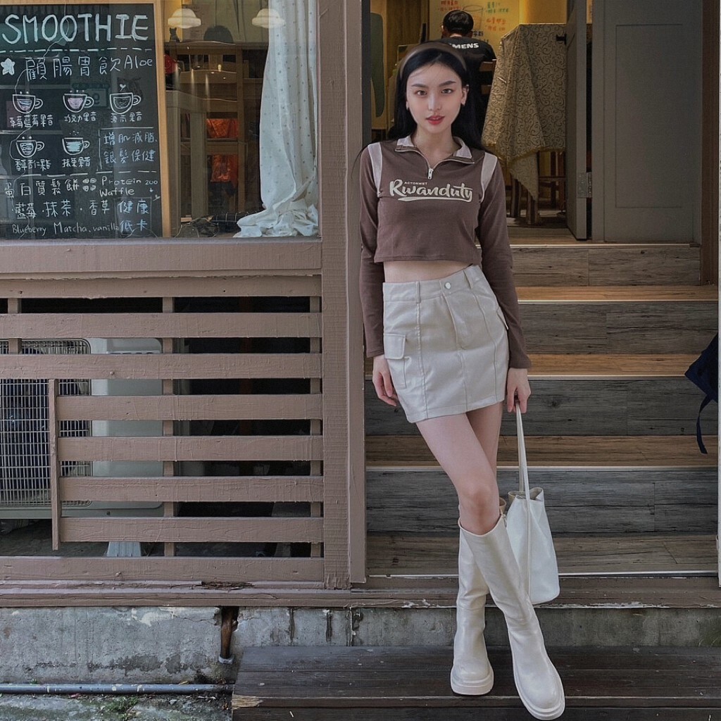 美式拉鍊翻領上衣/二色