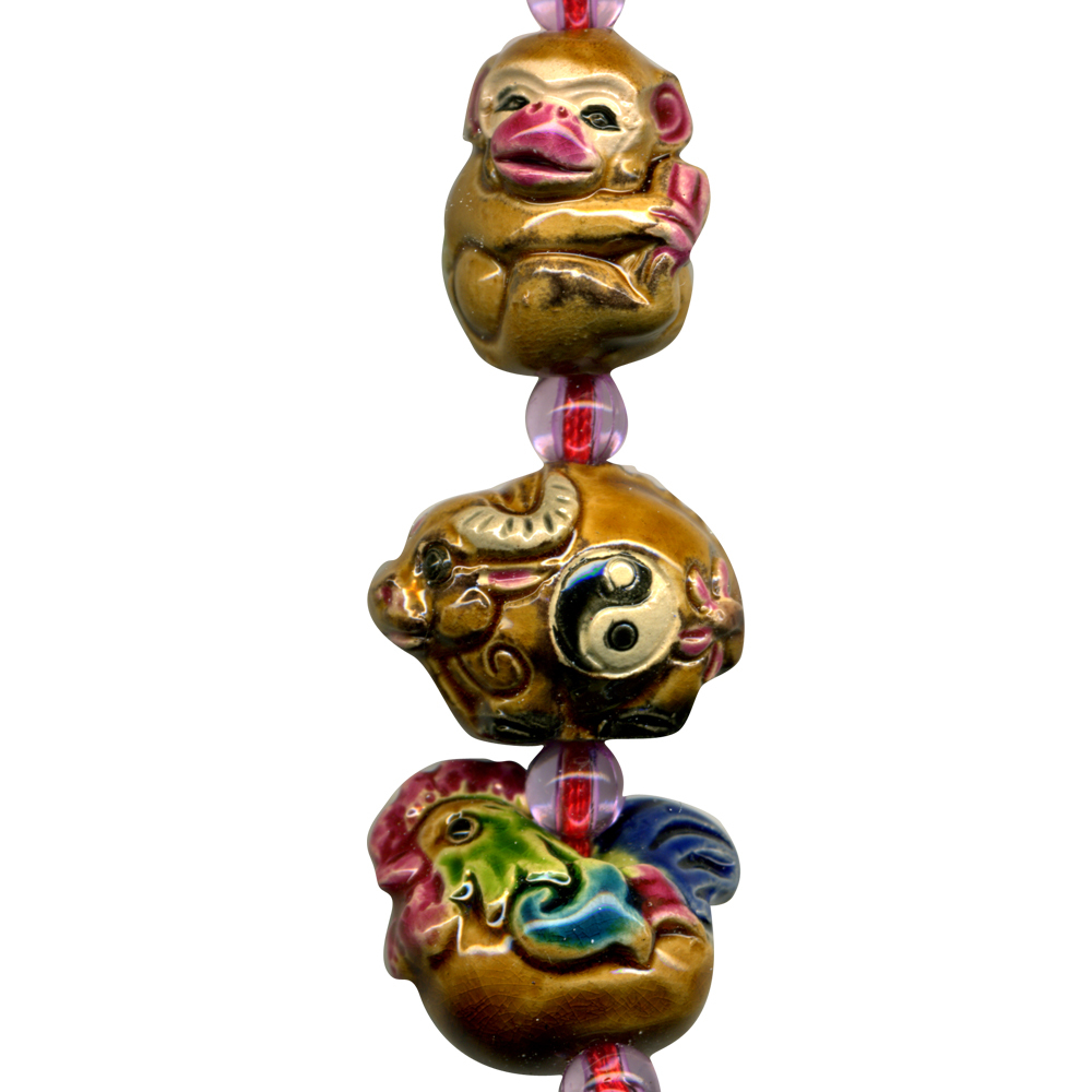 交趾陶小串中國結吊飾｜生肖蛇 三合六合守護神