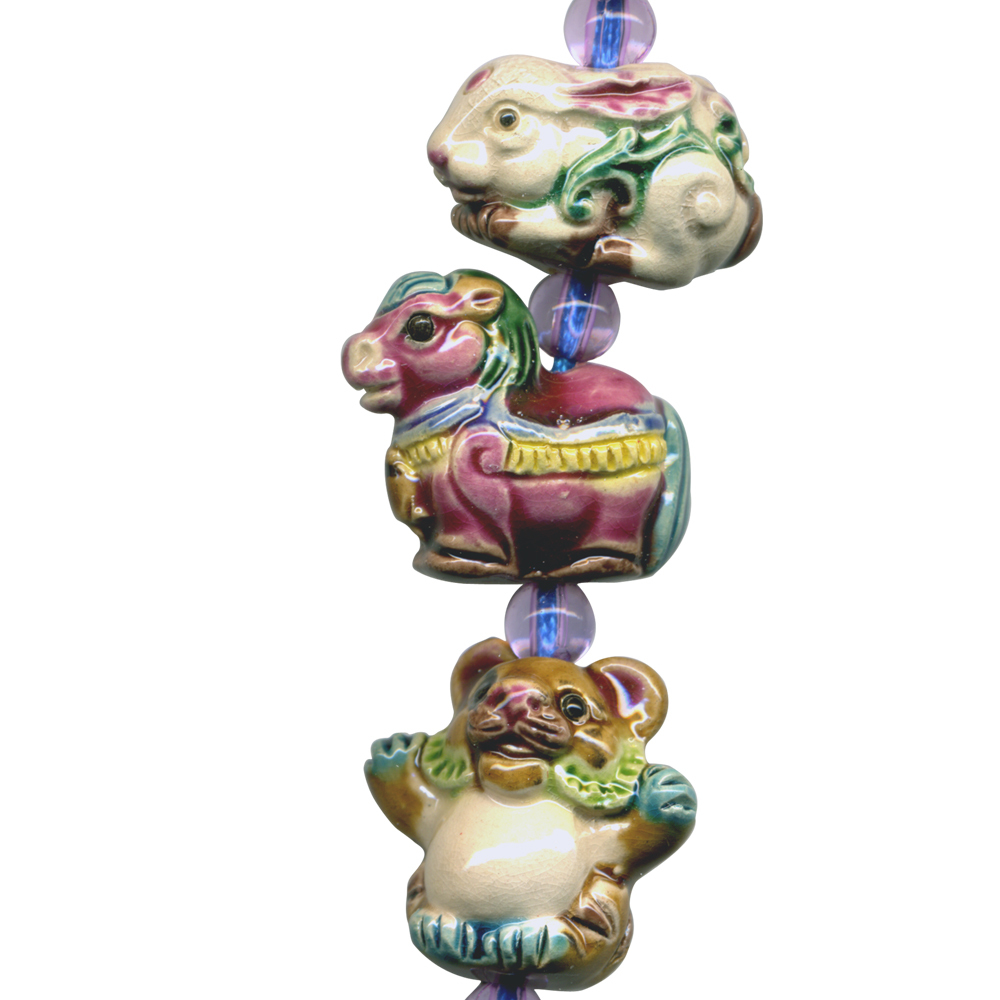 交趾陶小串中國結吊飾｜生肖狗 三合六合守護神