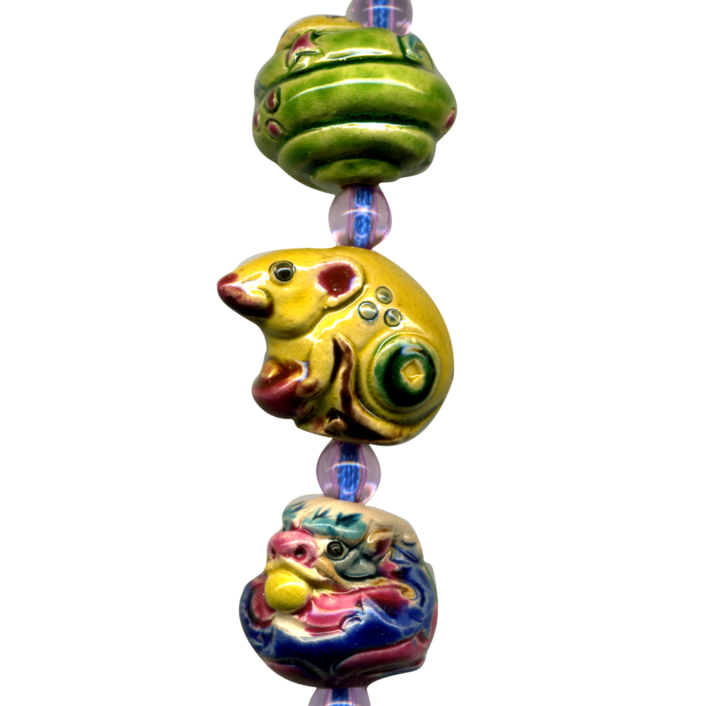 交趾陶小串中國結吊飾｜生肖猴 三合六合守護神