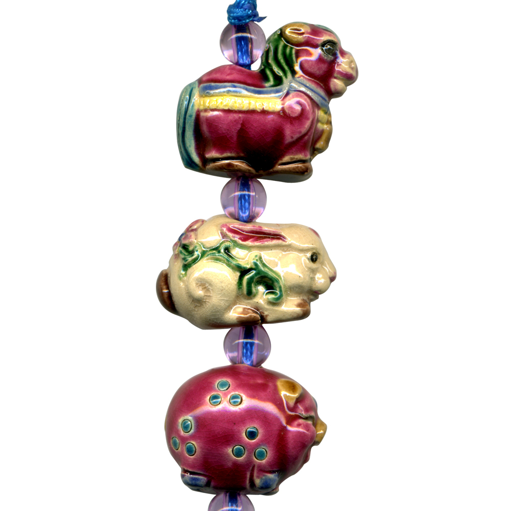 交趾陶小串中國結吊飾｜生肖羊 三合六合守護神