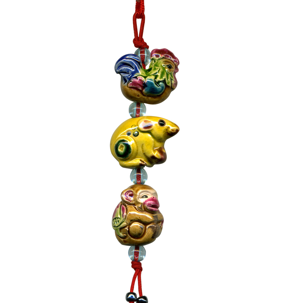交趾陶小串中國結吊飾｜生肖龍 三合六合守護神