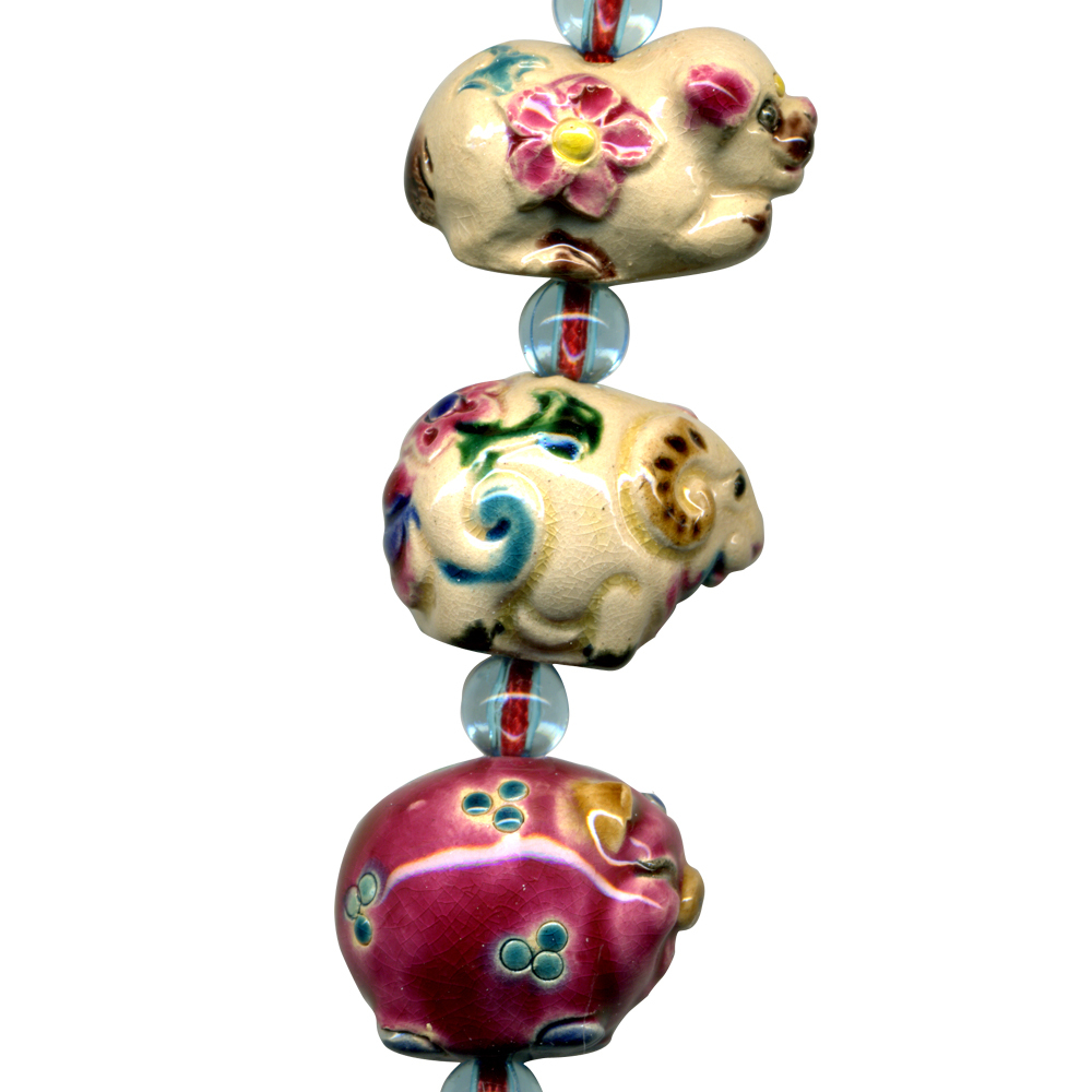 交趾陶小串中國結吊飾｜生肖兔 三合六合守護神