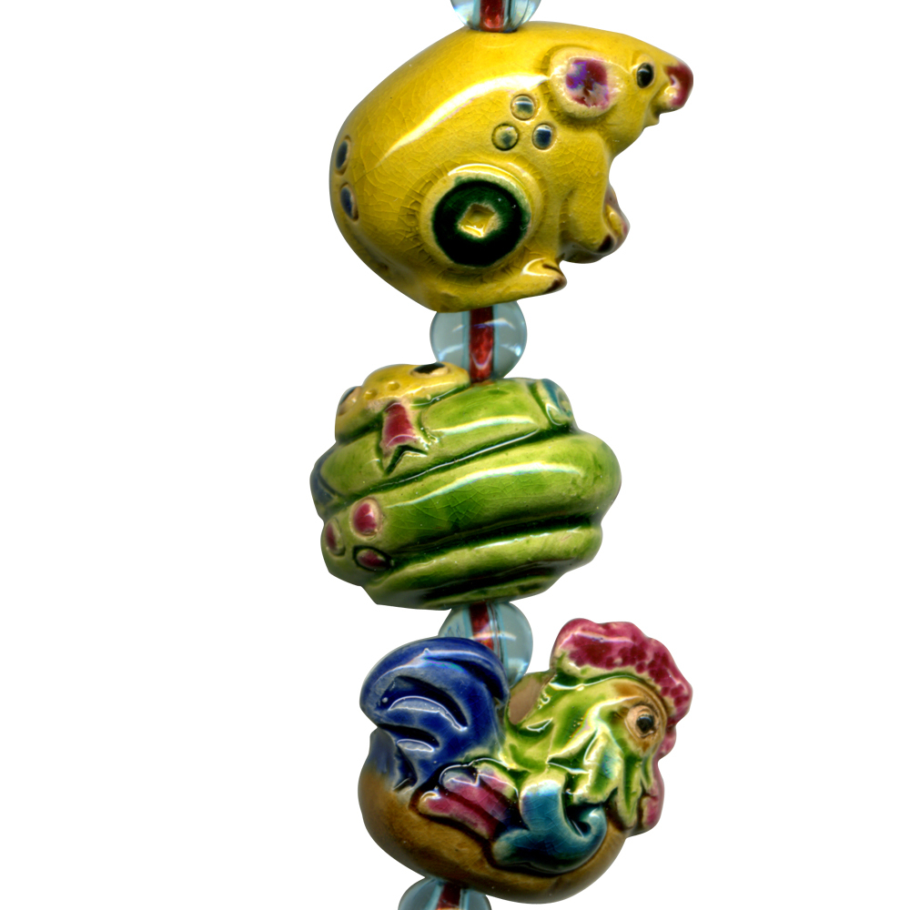 交趾陶小串中國結吊飾｜生肖牛 三合六合守護神