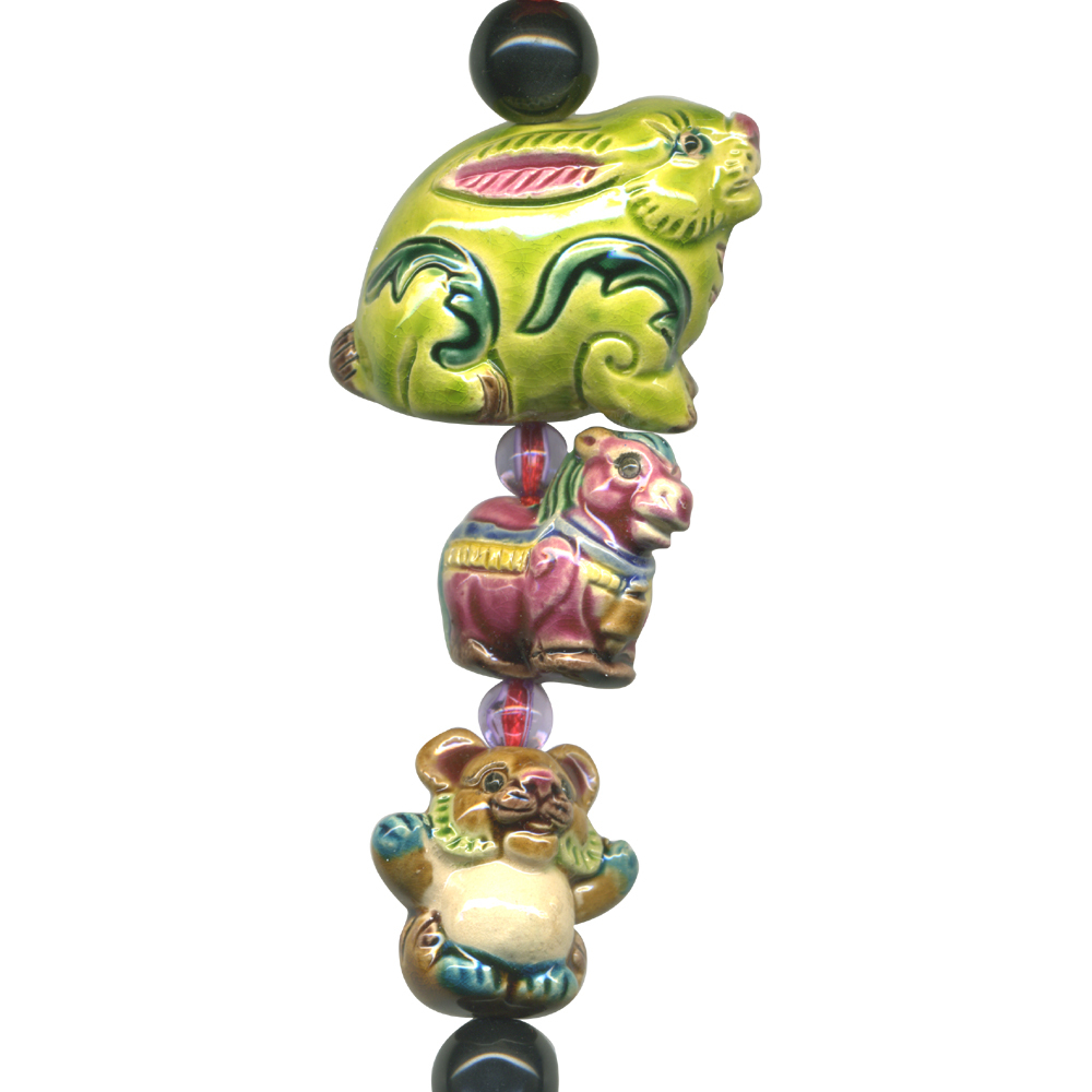 交趾陶大串中國結吊飾｜生肖狗 三合六合守護神