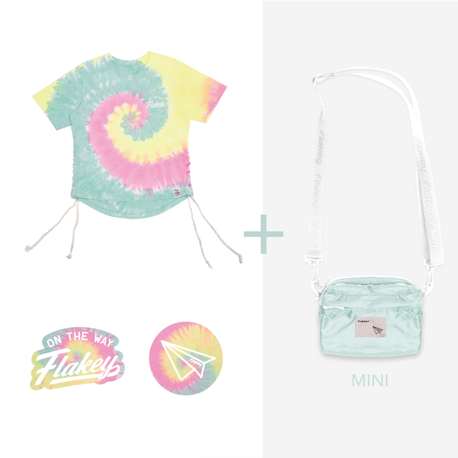Candy Carnival MINI休閑風輕巧斜揹袋(粉藍)(限量貨品)+ Tie-dye Couture 幻彩 Tee Set (Limited)