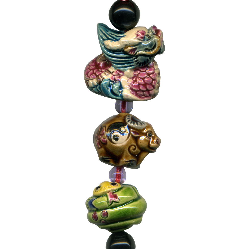 交趾陶大串中國結吊飾｜生肖雞 三合六合守護神