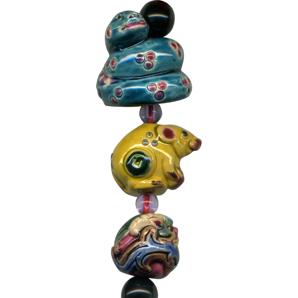 交趾陶大串中國結吊飾｜生肖猴 三合六合守護神