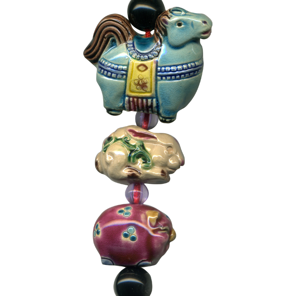 交趾陶大串中國結吊飾｜生肖羊 三合六合守護神