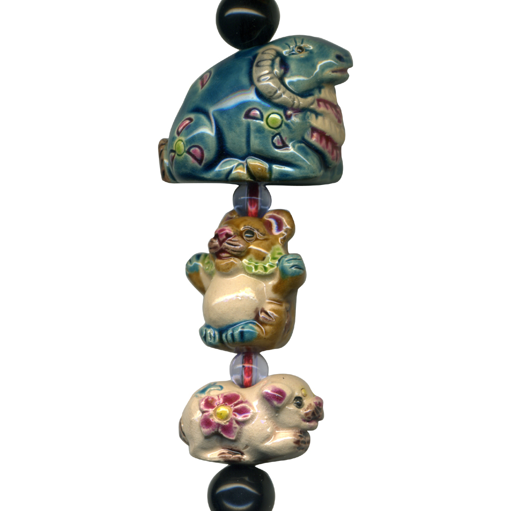 交趾陶大串中國結吊飾｜生肖馬 三合六合守護神