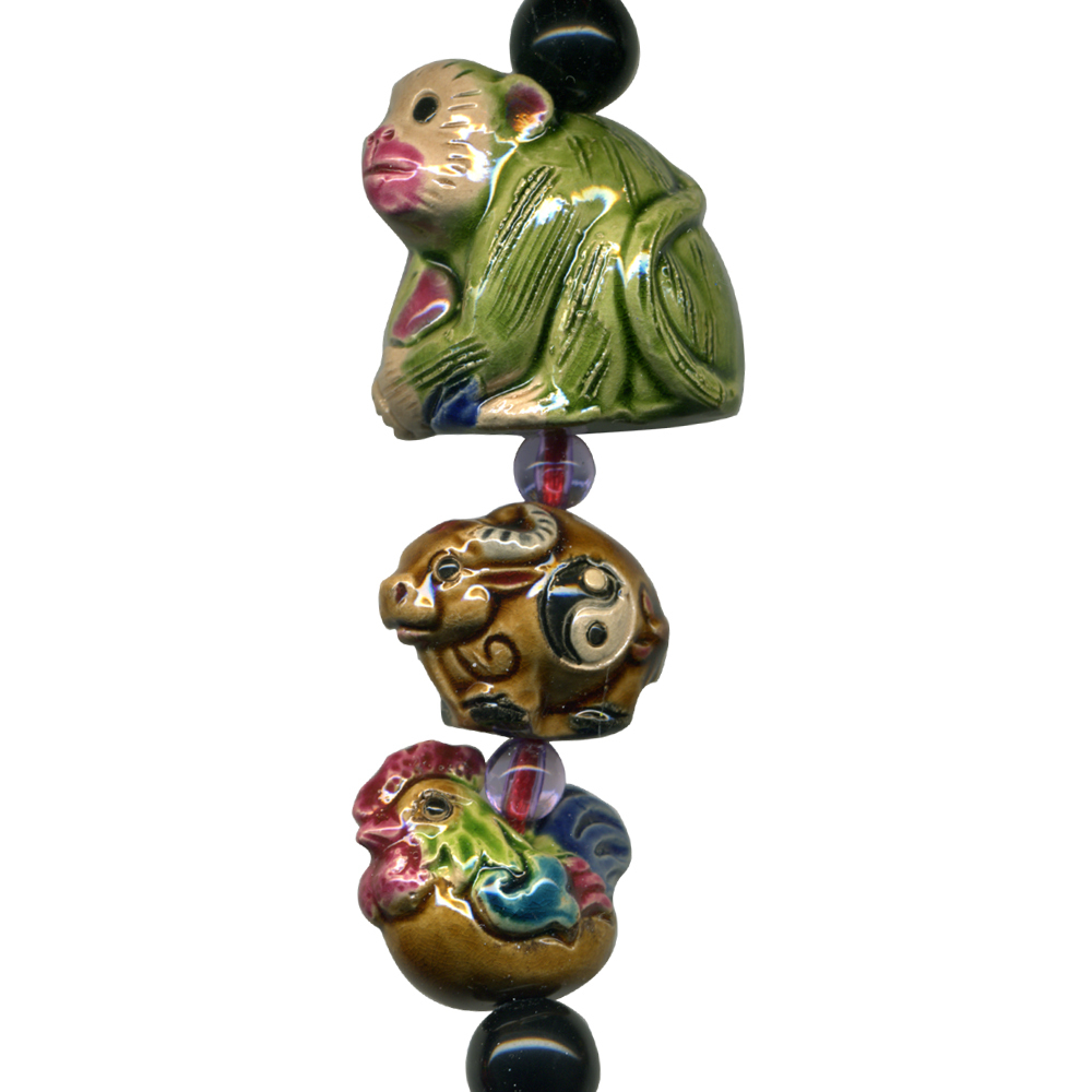 交趾陶大串中國結吊飾｜生肖蛇 三合六合守護神