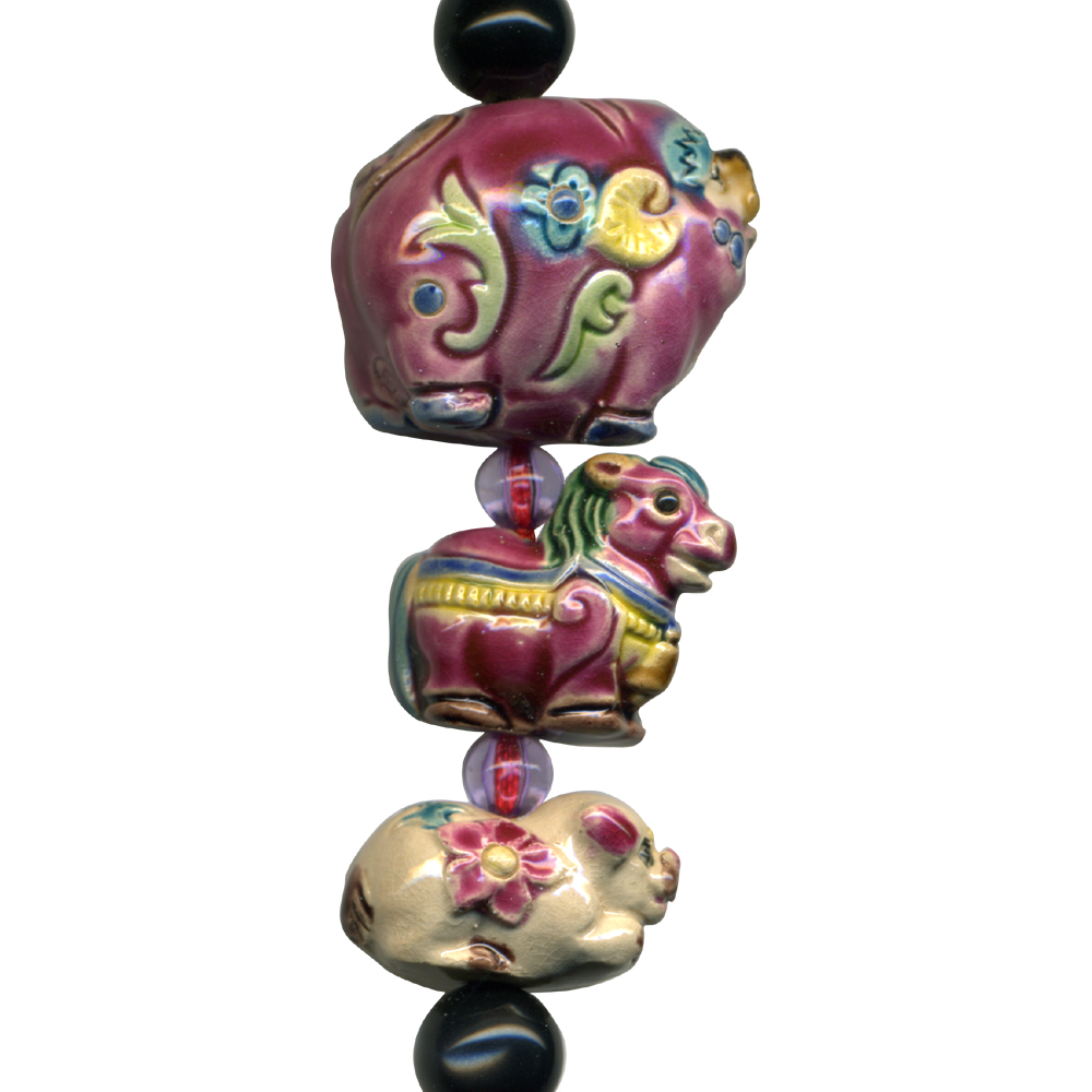 交趾陶大串中國結吊飾｜生肖虎 三合六合守護神