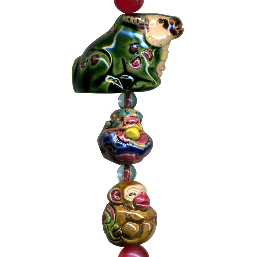 交趾陶大串中國結吊飾｜生肖鼠 三合六合守護神