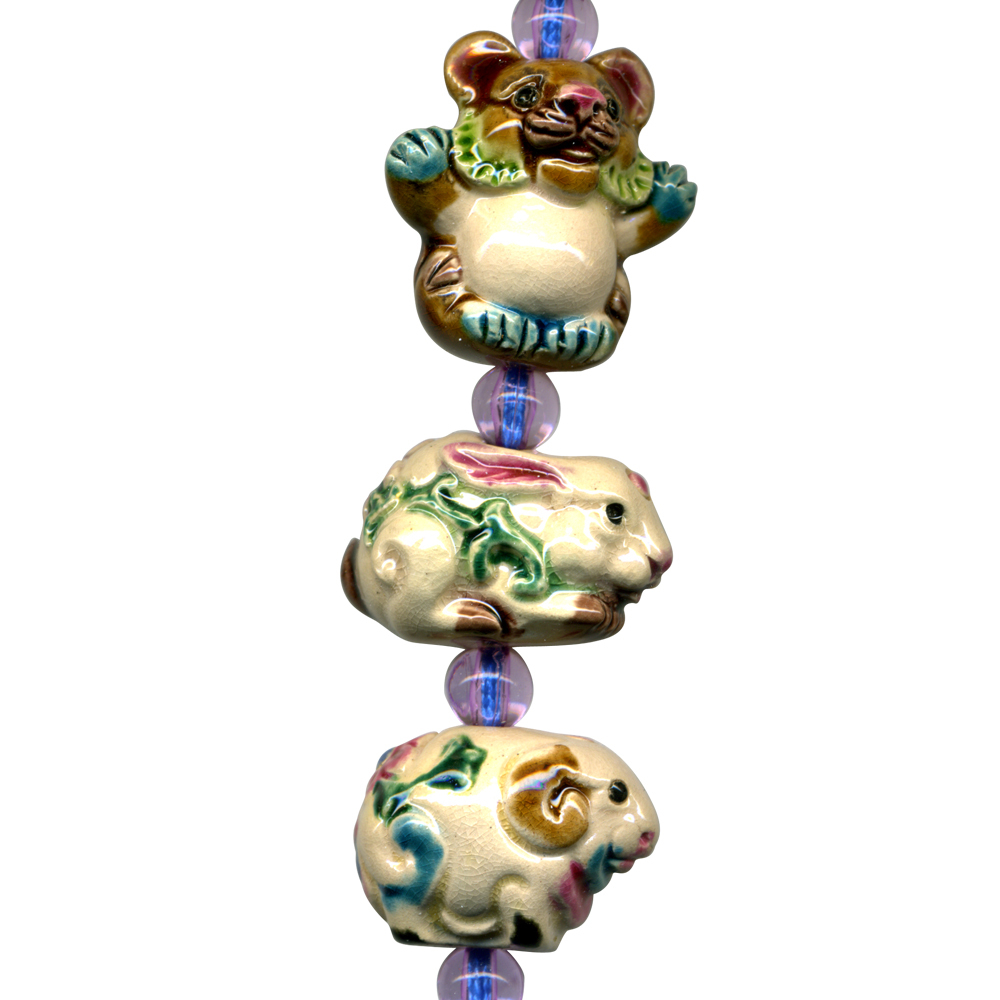 交趾陶小串中國結吊飾｜生肖豬 三合六合守護神