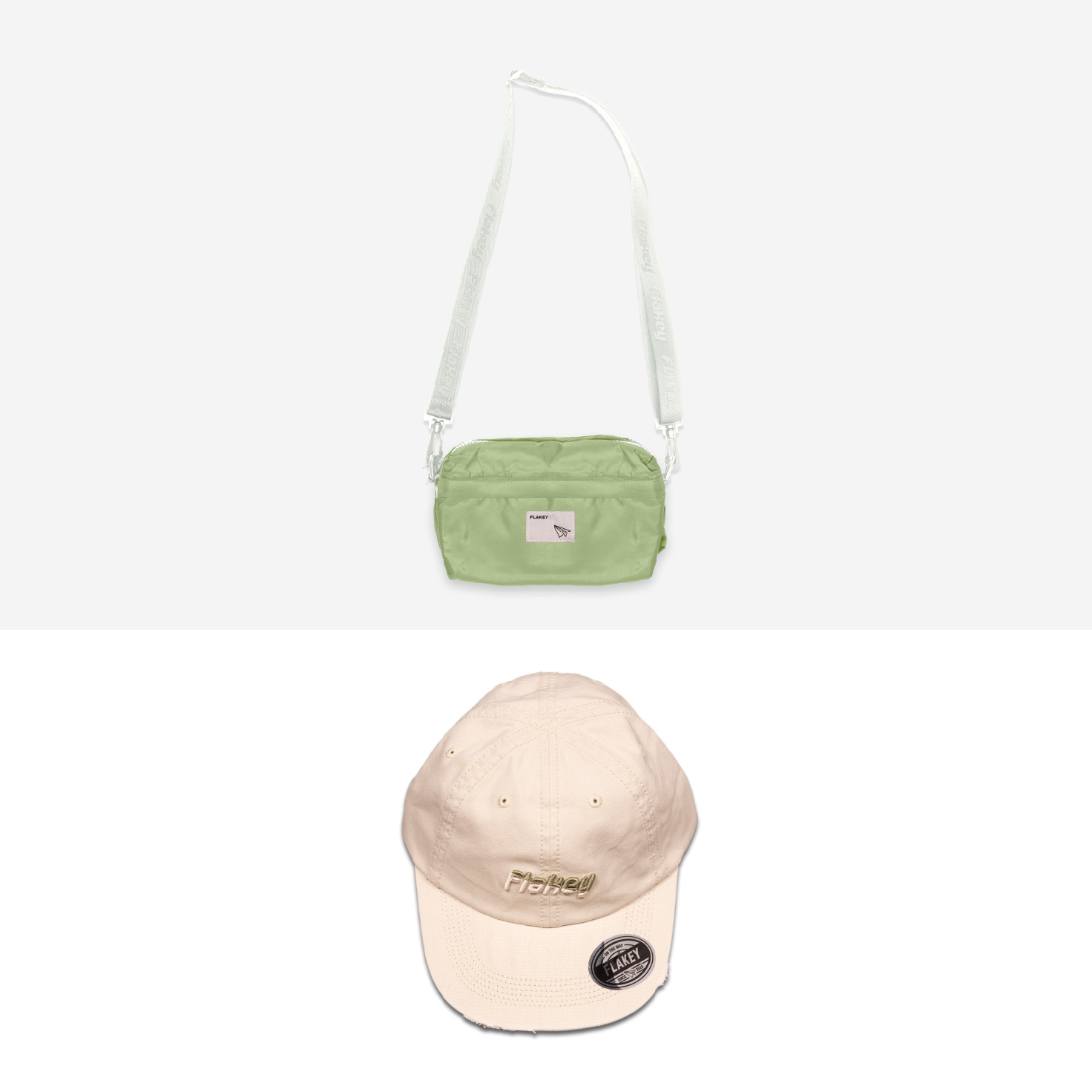 Candy Carnival 休閑風輕巧斜揹袋(粉綠) + logo cap (卡其)套裝 (限量貨品)