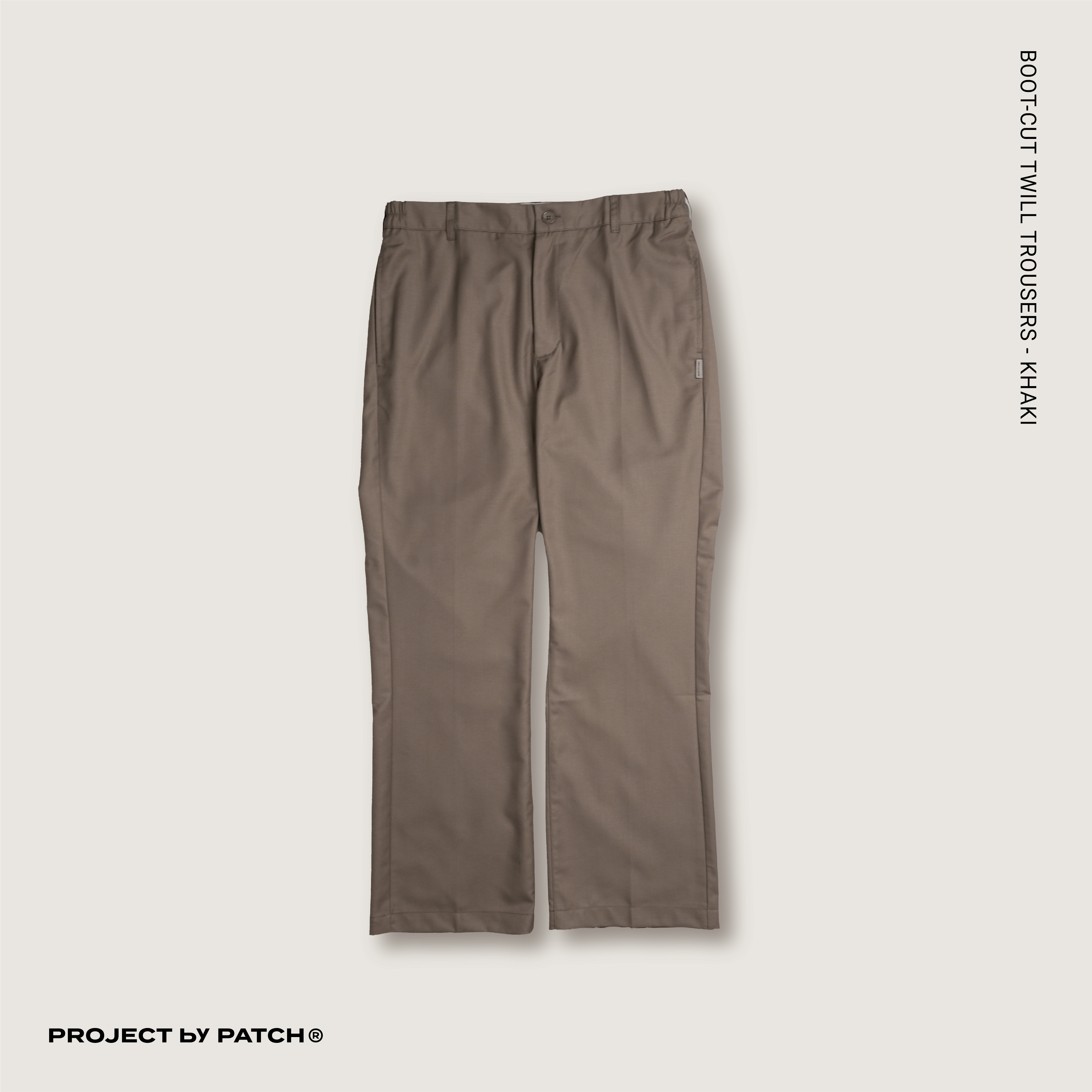 P.B.P - BOOT-CUT TWILL TROUSERS - KHAKI