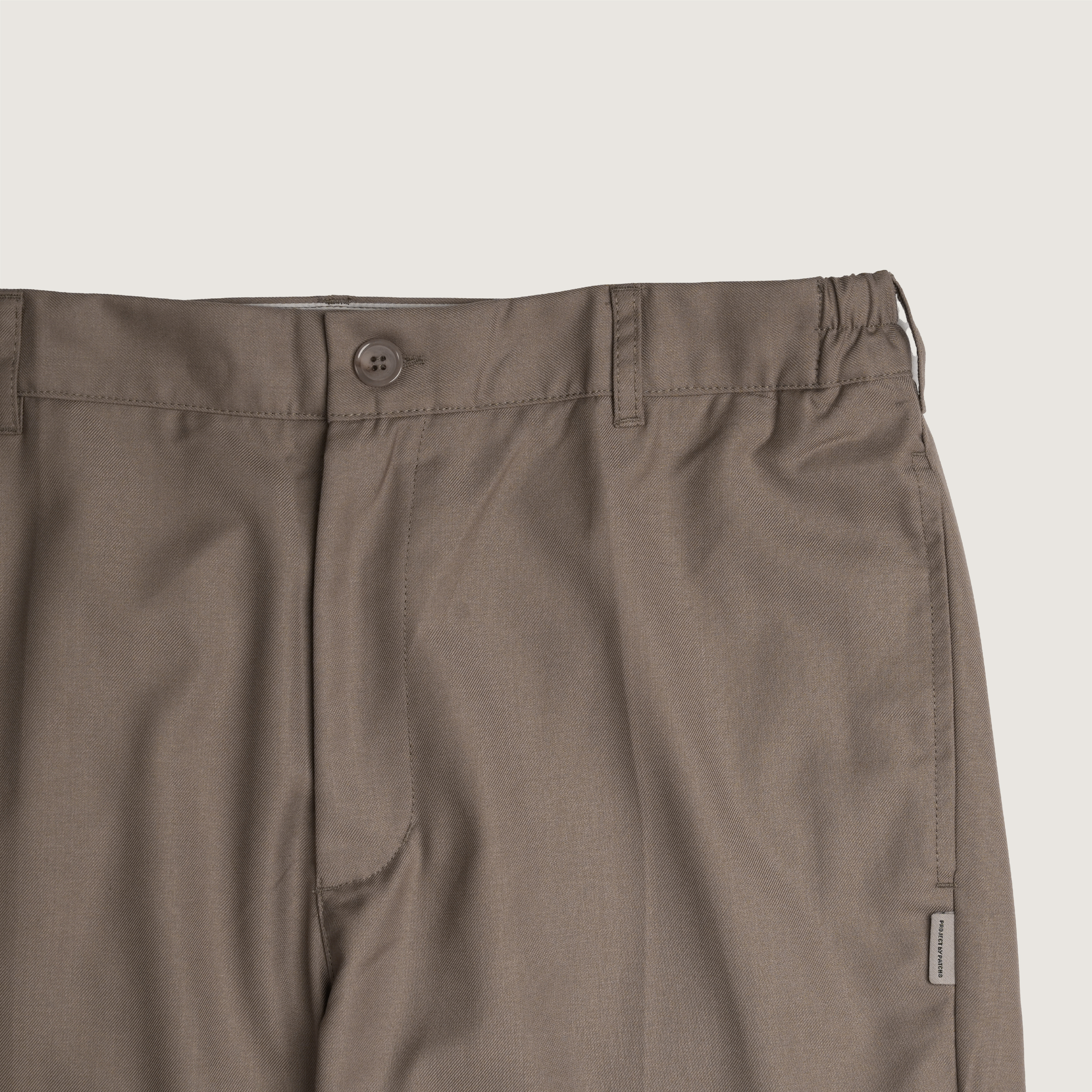 P.B.P - BOOT-CUT TWILL TROUSERS - KHAKI
