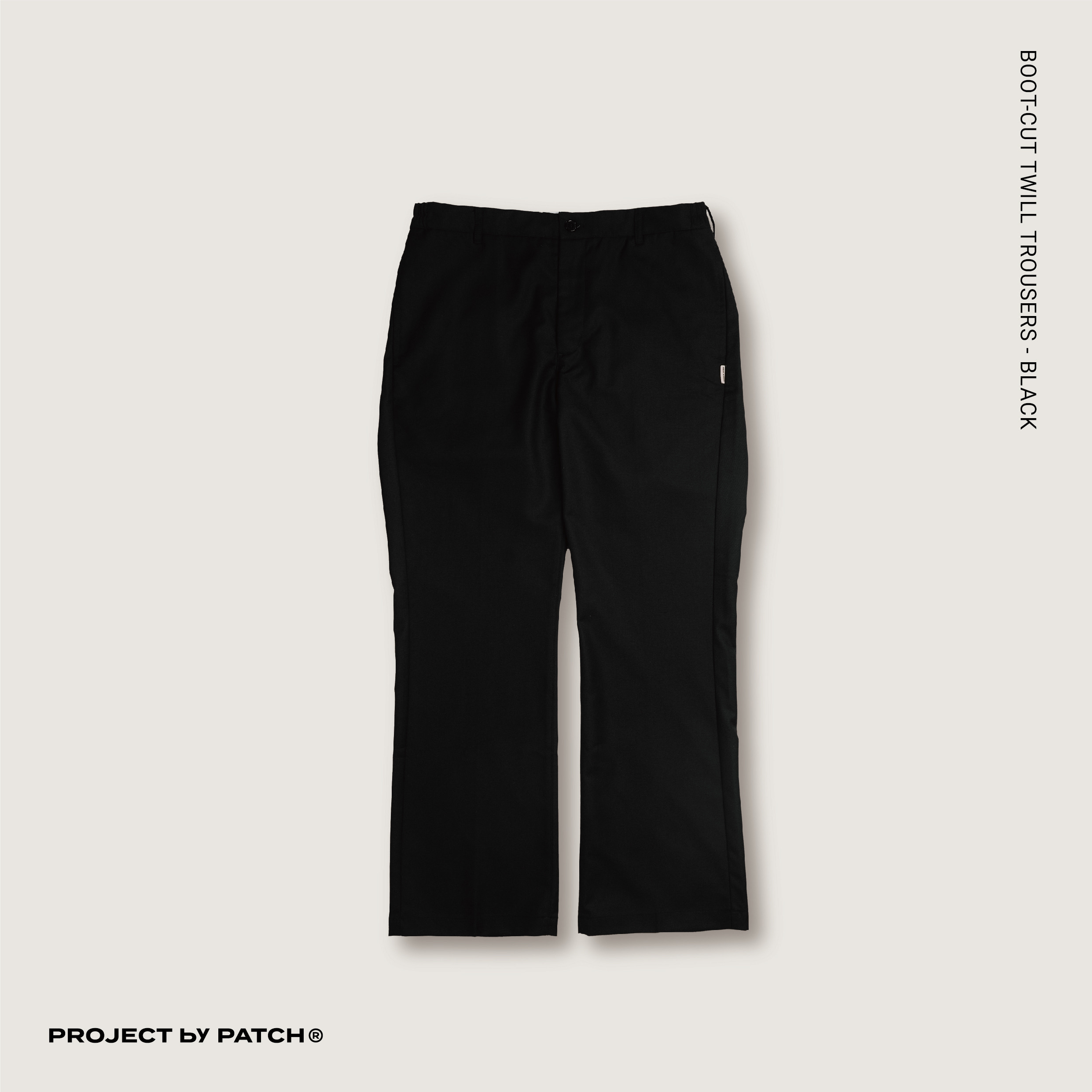 P.B.P - BOOT-CUT TWILL TROUSERS - BLACK