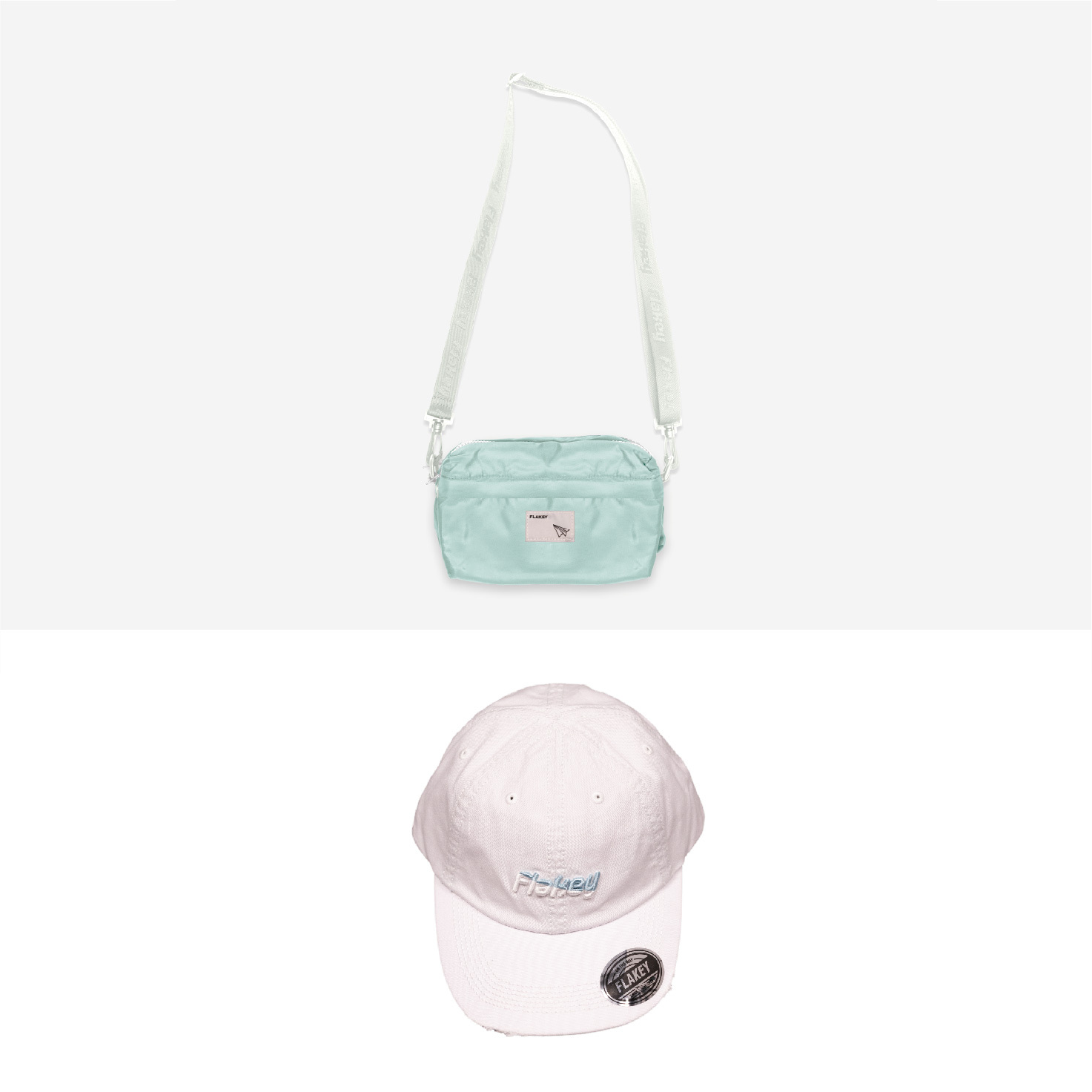 Candy Carnival 休閑風輕巧斜揹袋(粉藍) + logo cap (白)套裝 (限量貨品)