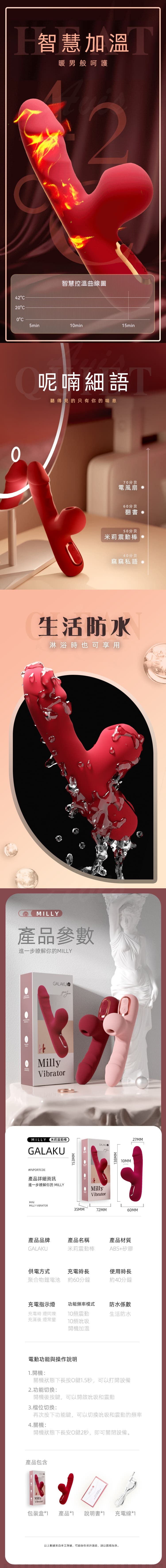 GALAKU｜米莉Milly｜小巧吸吮加溫按摩棒