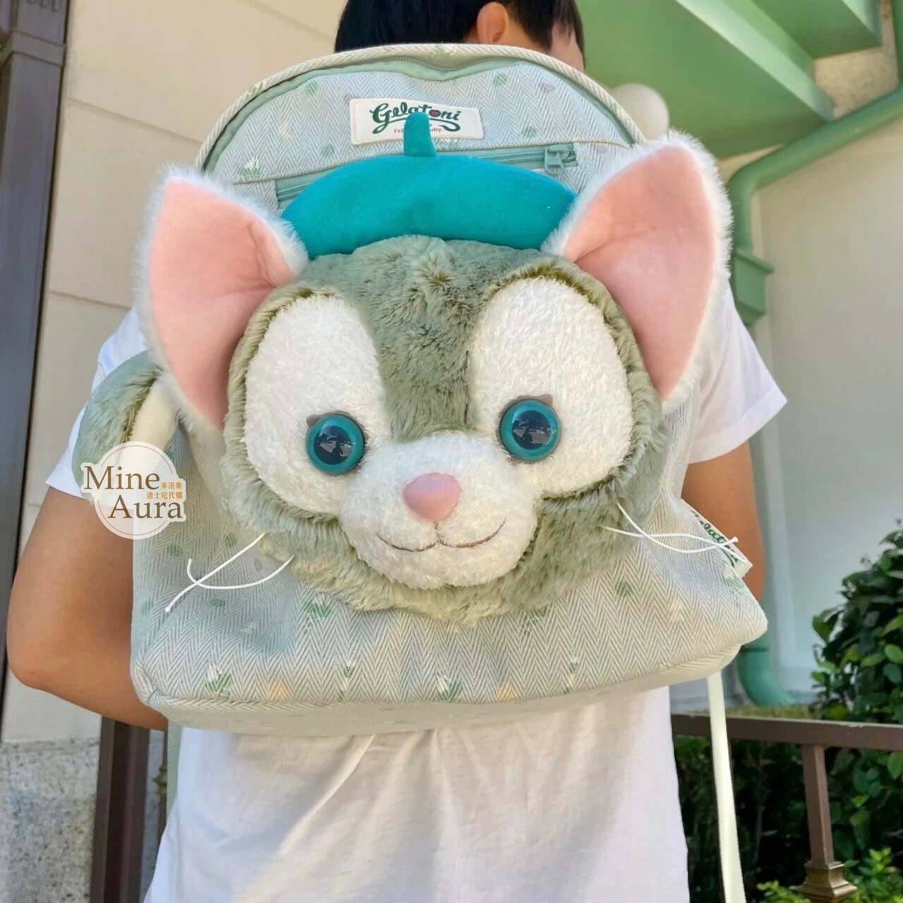 傑拉托尼 畫家貓 Gelatoni 絨毛大頭 造型 後背包 -上海迪士尼樂園