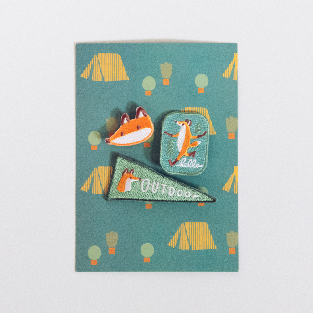 Reiko 狐吉露營日 刺繡別針3入組｜Hello Studio 你好工作室