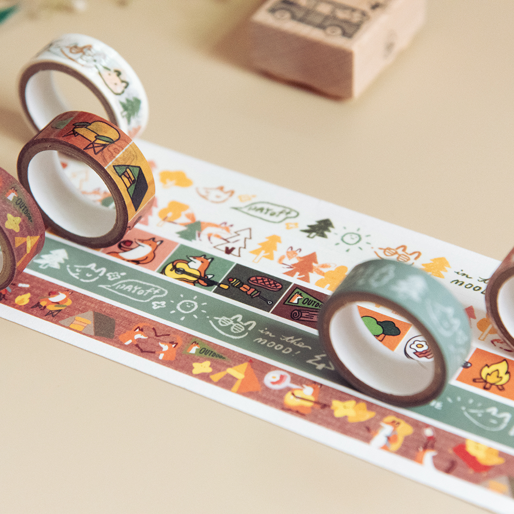 Reiko 狐吉露營趣 和紙膠帶 五入組｜Hello Studio 你好工作室