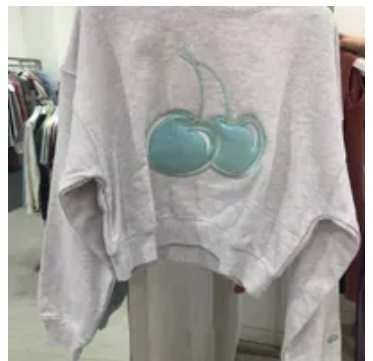 [S] MODERNWORKS KIRSH BIG CHERRY HOLOGRAM CROP SWEATSHIRT,MELANGE GREY, KKRSCTM506MGYM (SMW126)