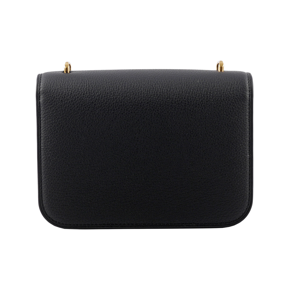 【TORY BURCH】Eleanor 荔枝皮革大標誌翻蓋小款二用包(黑色) 147831 001