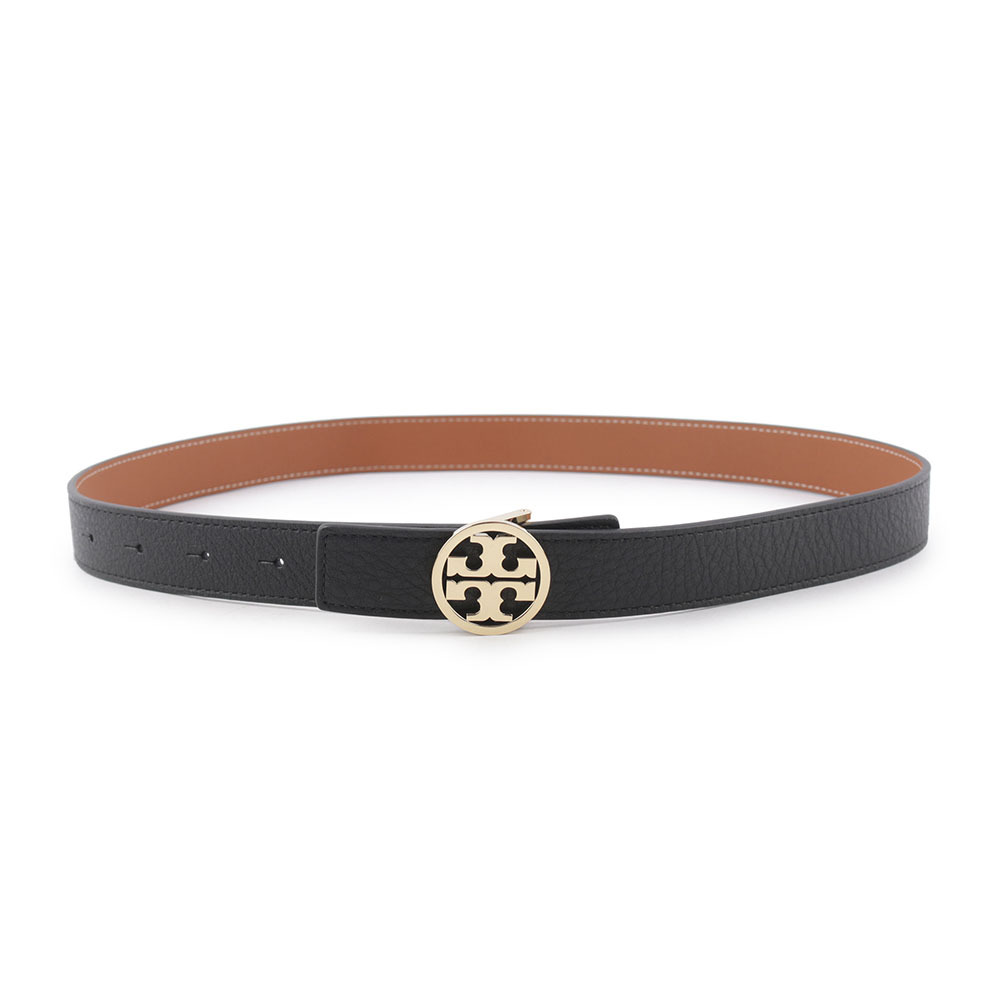 【TORY BURCH】Miller 素面皮革寬2.5cm雙面可用皮帶(黑色/焦糖色) 138935 001