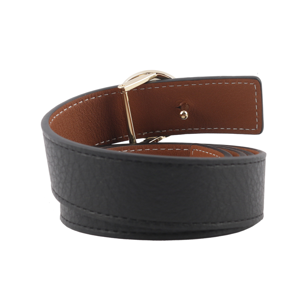 【TORY BURCH】Miller 素面皮革寬2.5cm雙面可用皮帶(黑色/焦糖色) 138935 001