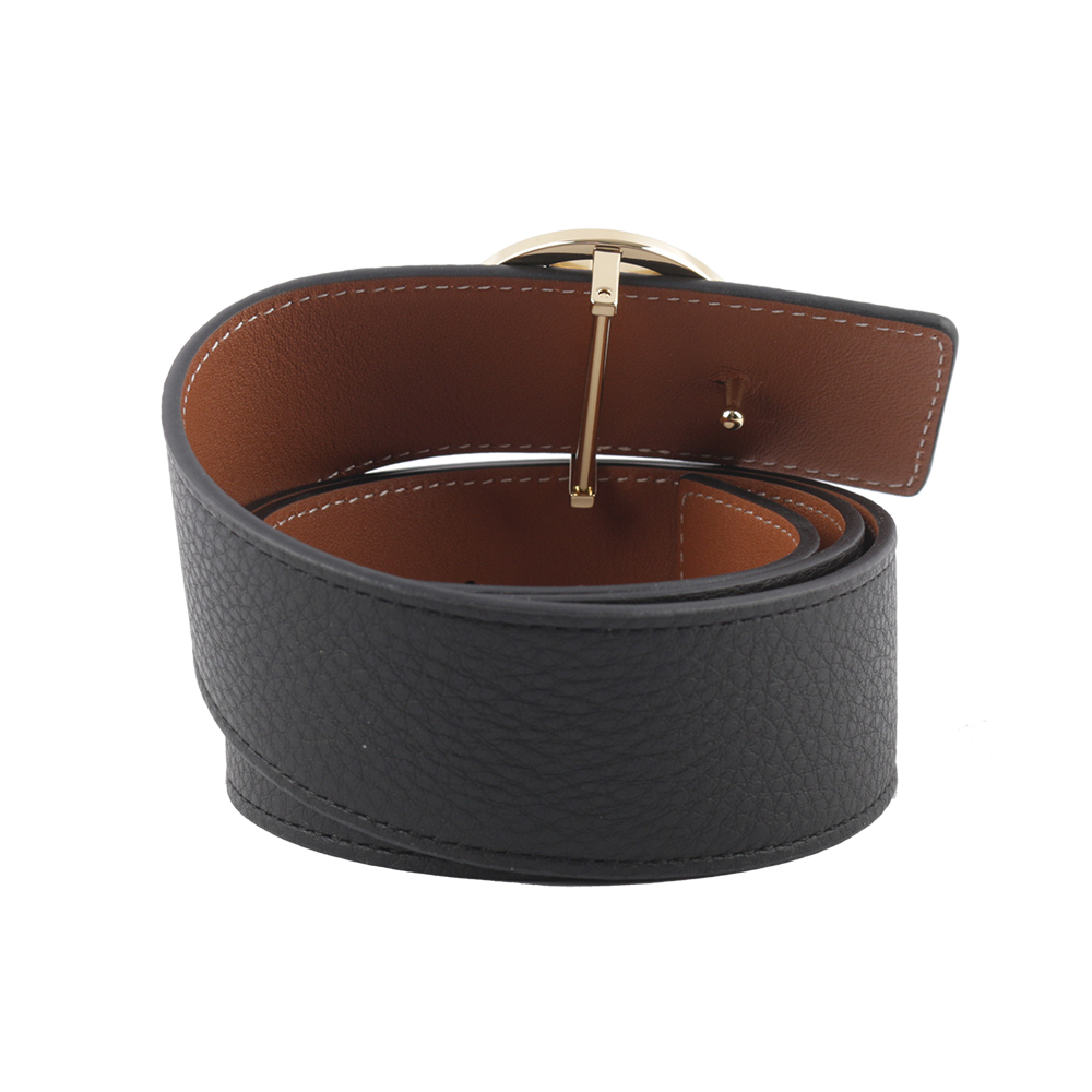 【TORY BURCH】Miller 素面皮革寬2.5cm雙面可用皮帶(黑色/焦糖色) 138935 001