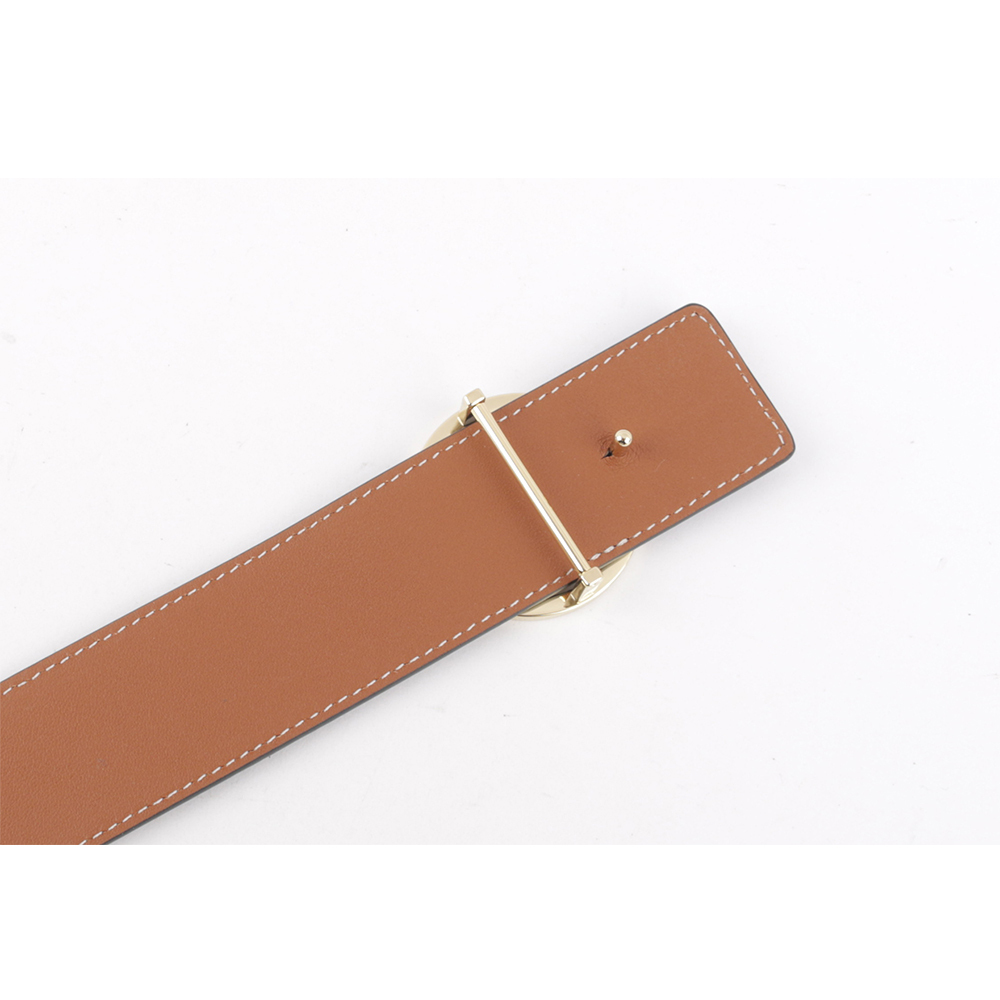 【TORY BURCH】Miller 素面皮革寬2.5cm雙面可用皮帶(黑色/焦糖色) 138935 001