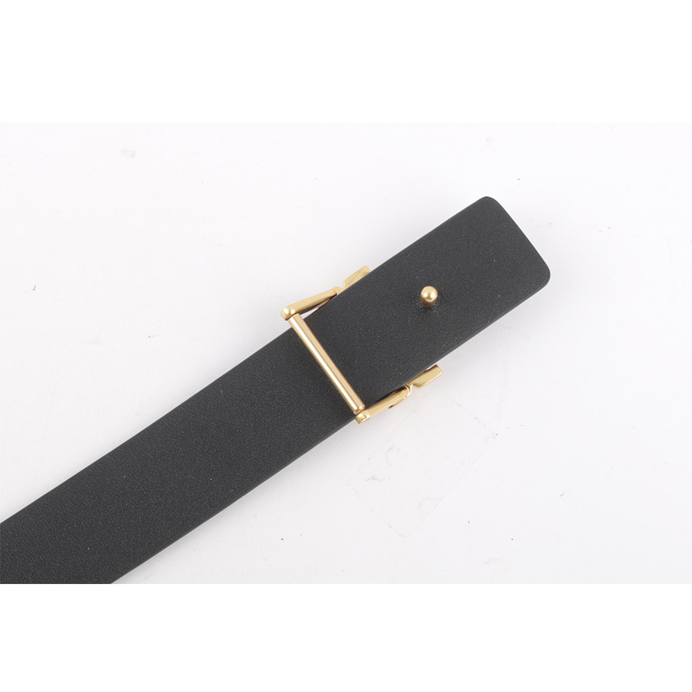 【TORY BURCH】Eleanor 金釦小牛皮寬2.5cm皮帶(黑色) 138939 001
