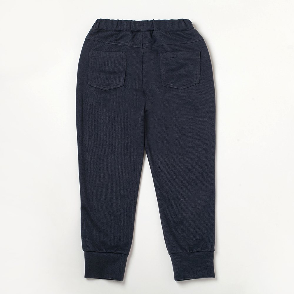 PIPPY 束釦袋鬆緊帶腰圍彈力棉長褲 藍