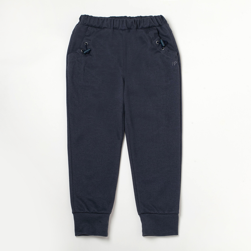 PIPPY 束釦袋鬆緊帶腰圍彈力棉長褲 藍