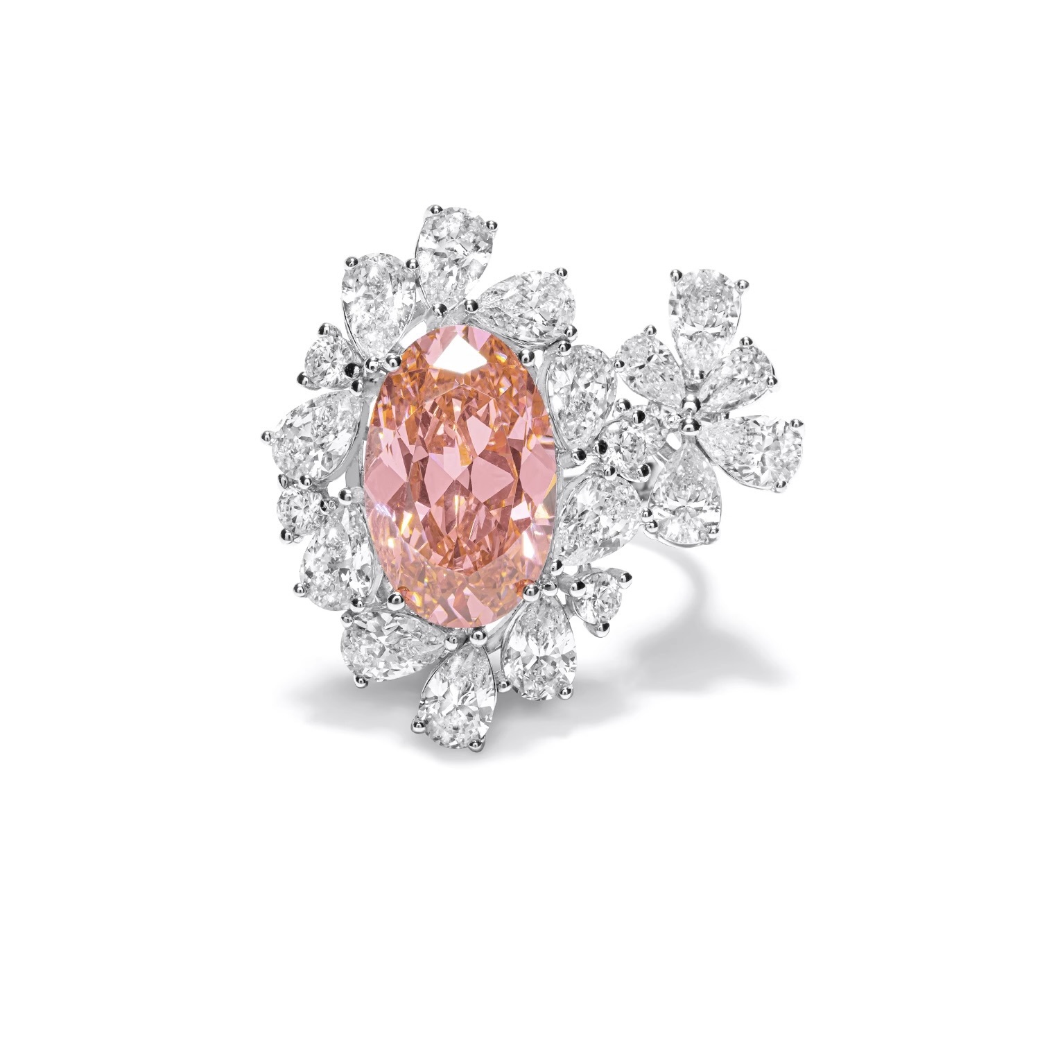 日落黄合成鋯石戒指開口樱花之戀 925銀戒指