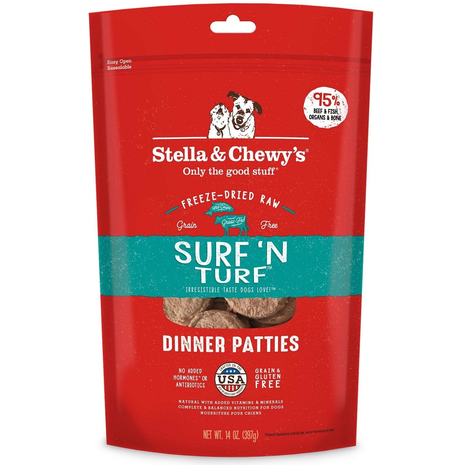 Stella's & Chewy's Freeze-Dried Raw Surf ‘N Turf Dinner Patties．5.5oz/14oz/25oz