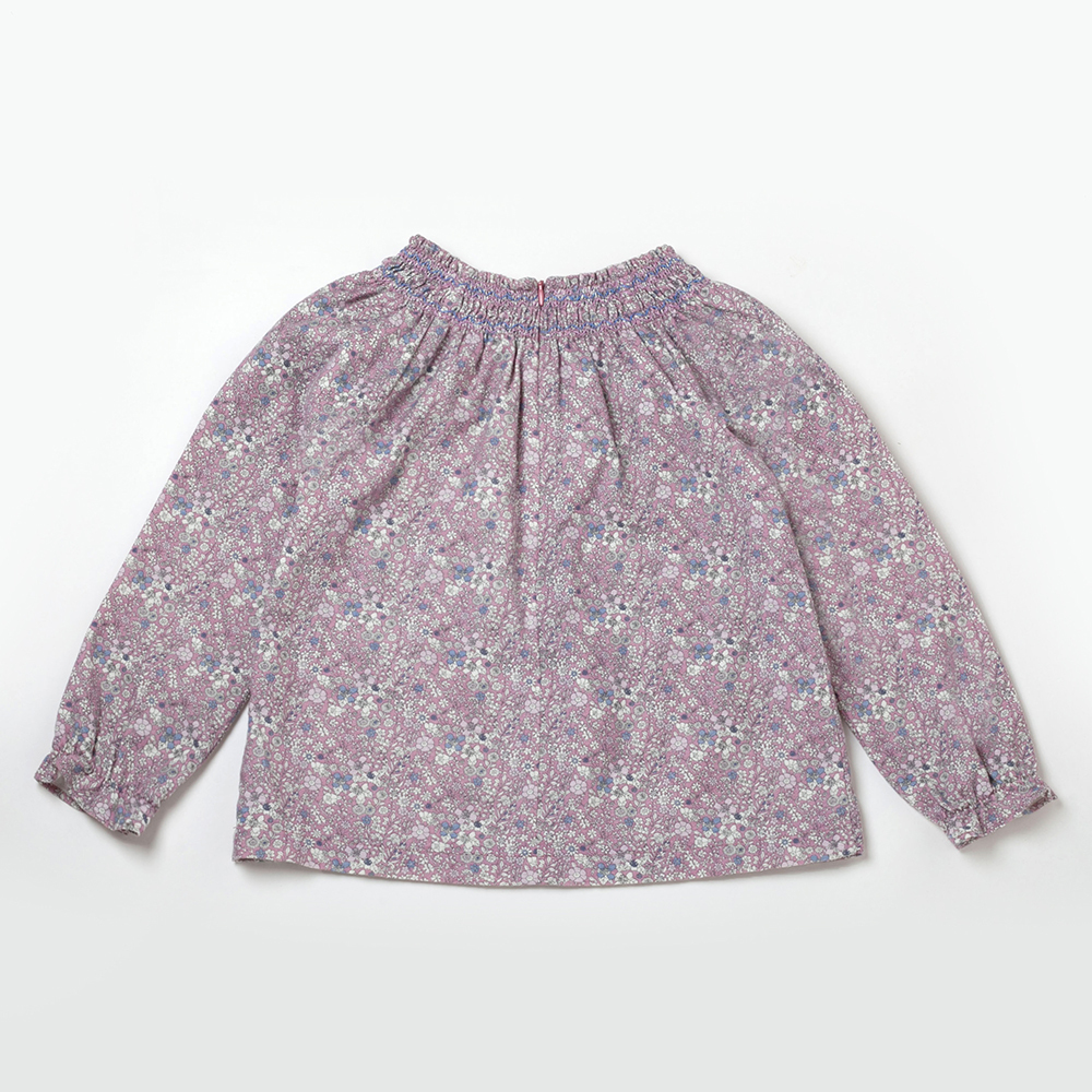 PIPPY甜美碎花圓領長袖棉質上衣 粉