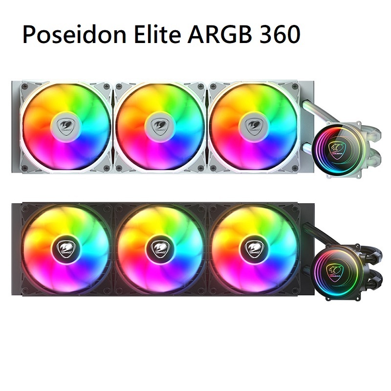 米特3C數位–COUGAR 美洲獅 Poseidon Elite ARGB 360 水冷散熱器 黑色/白色