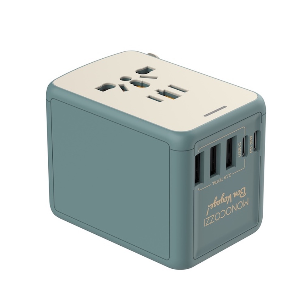 Monocozzi | BON VOYAGE | 35W 雙USB及 USB-C萬用旅遊插座 - 綠色