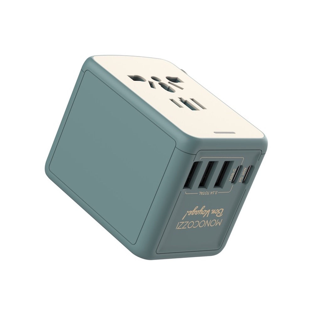 Monocozzi | BON VOYAGE | 35W 雙USB及 USB-C萬用旅遊插座 - 綠色