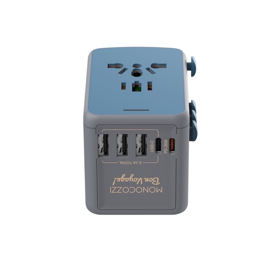 Monocozzi | BON VOYAGE | 35W 雙USB及 USB-C萬用旅遊插座 - 炭灰色