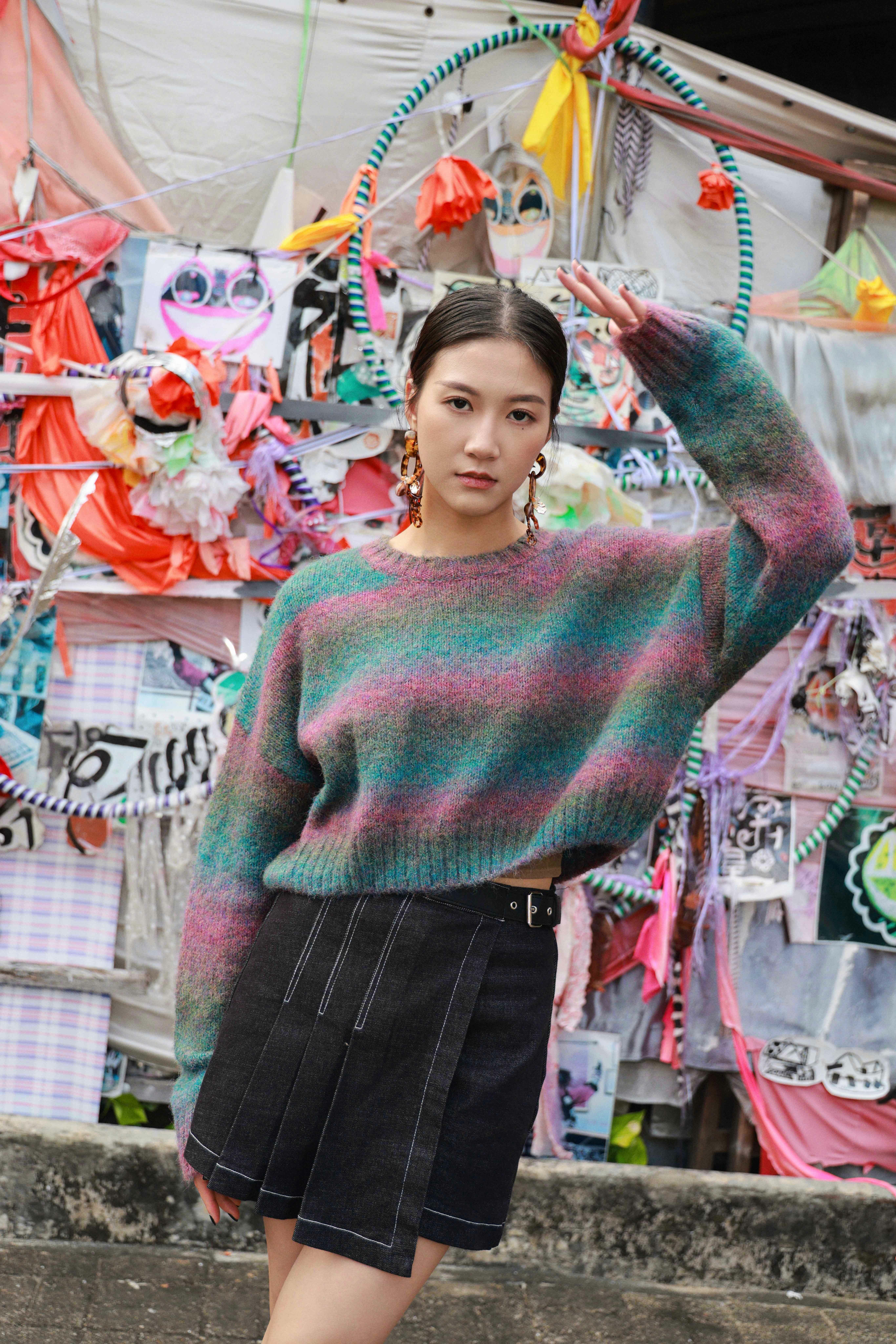 幻彩漸變morhair短冷衫（現貨款式）