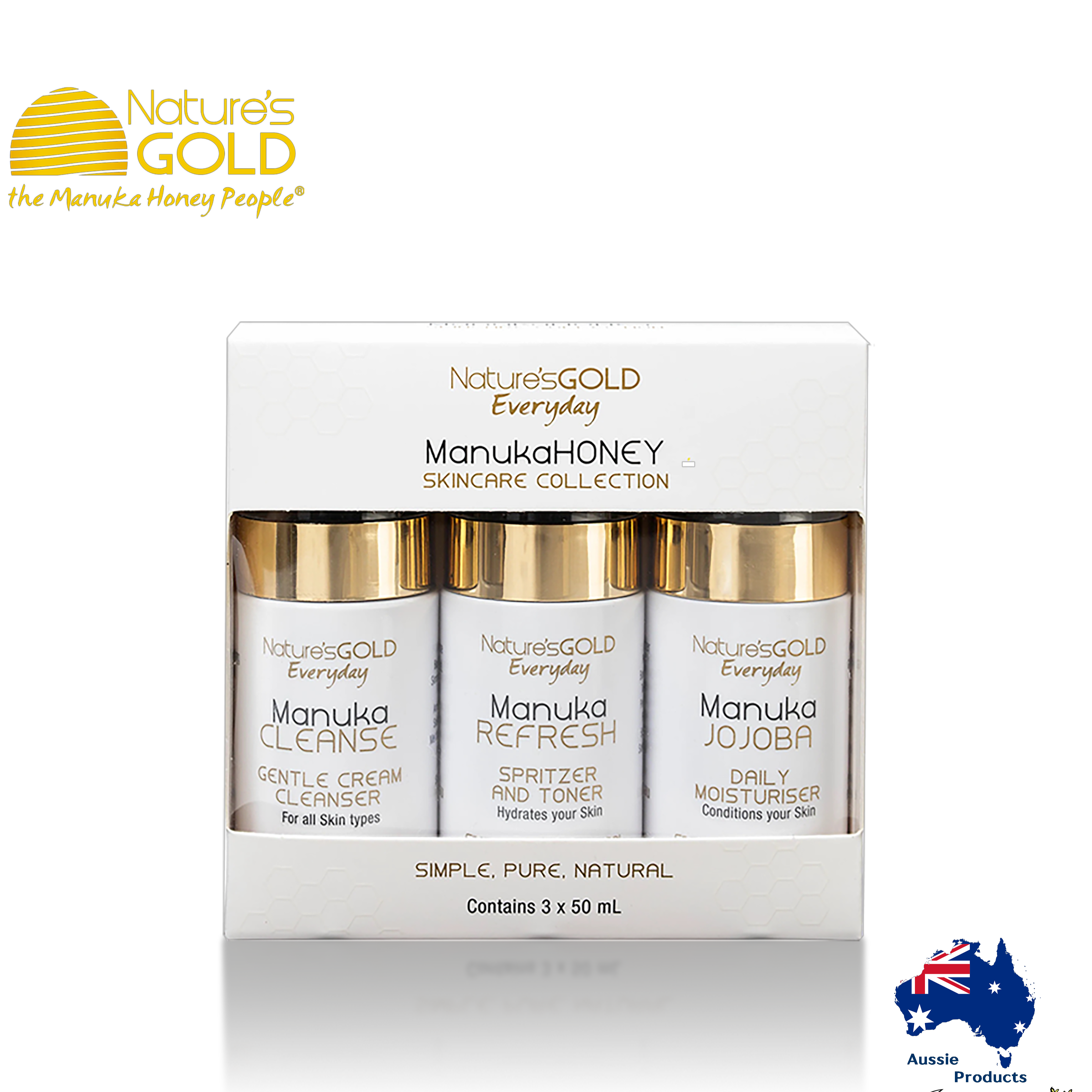 Nature'sGold保濕護膚套裝組｜潔面露、爽膚噴霧、荷荷芭保濕護膚霜｜