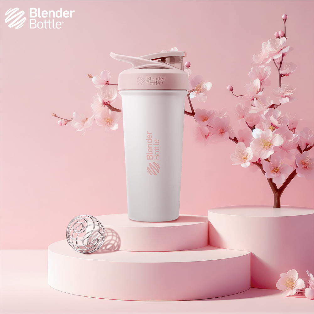 BlenderBottle®Sleek不鏽鋼｜25oz 搖搖杯｜山櫻粉