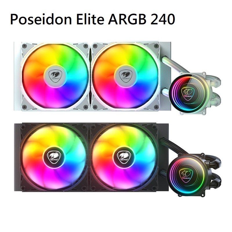 米特3C數位–COUGAR 美洲獅 Poseidon Elite ARGB 240 水冷散熱器 黑色/白色