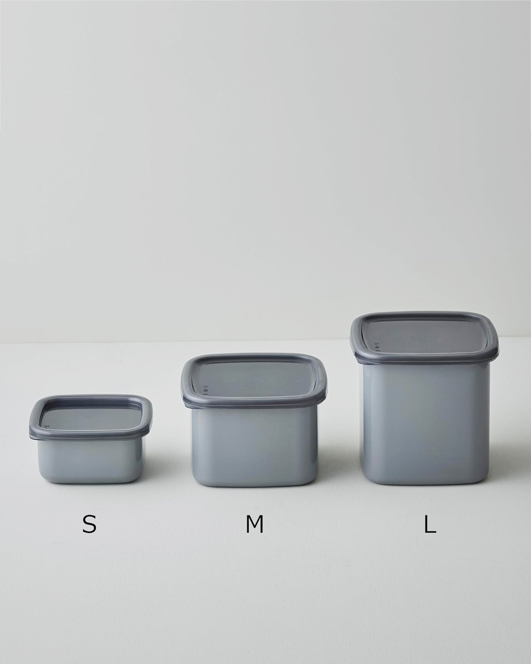 琺瑯正方型保存容器 S（膠蓋）灰｜野田琺瑯