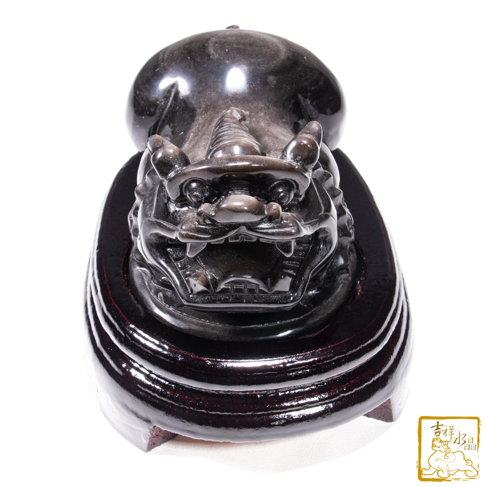 銀沙黑曜石貔貅 0.83kg 招四方財